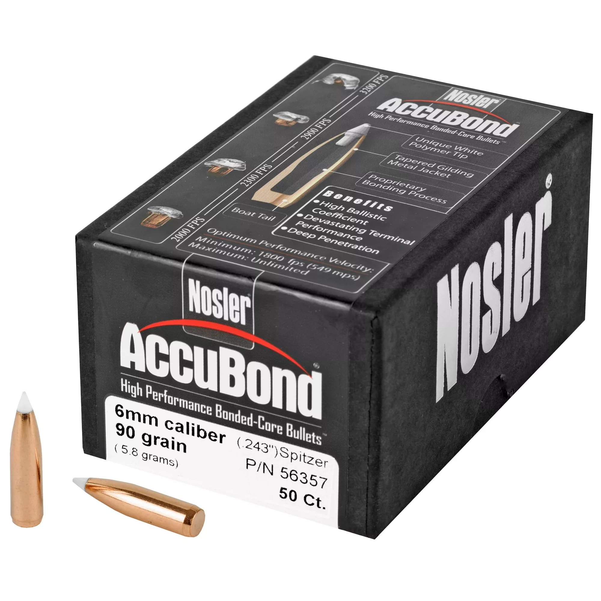 Nosler 6mm 90gr AccuBond Bullets – 50 Count