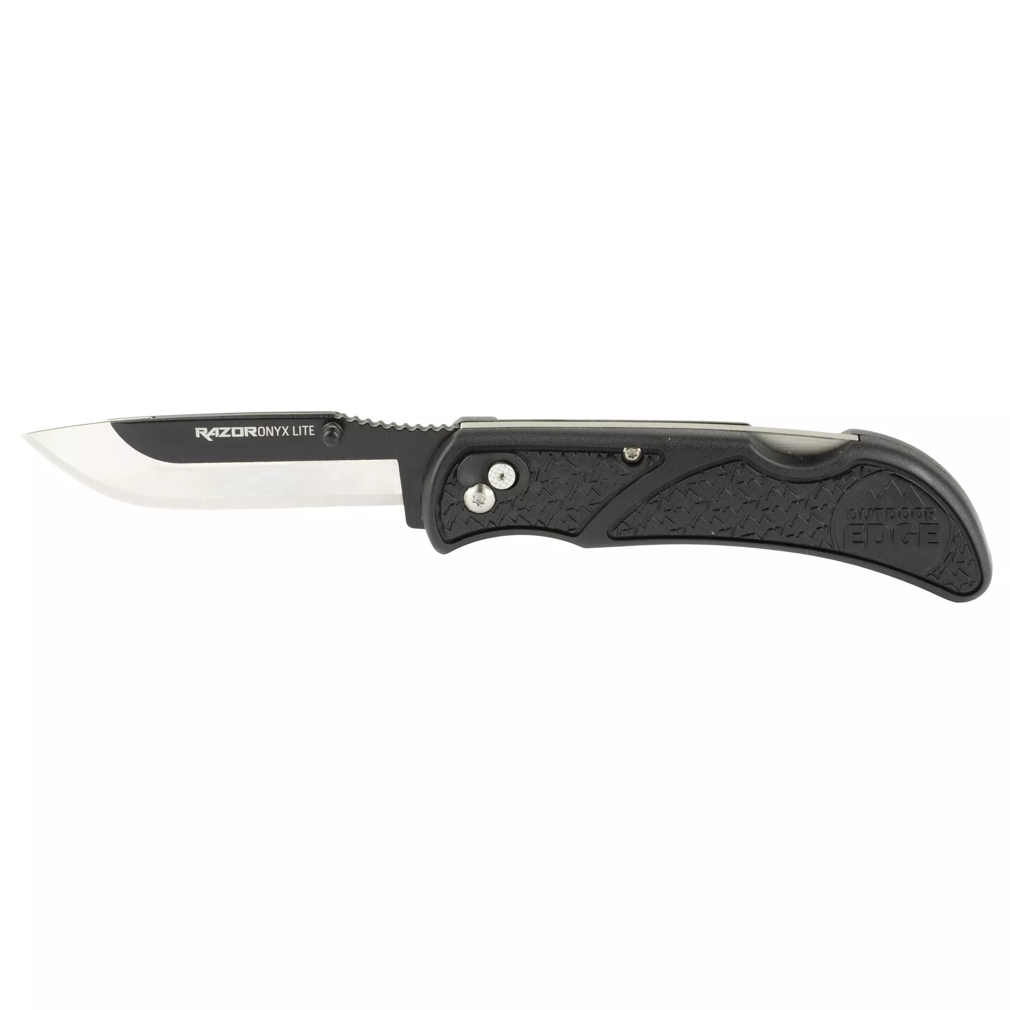 Outdoor Edge Razor Onyx Folding Knife Plain Edge Drop Point Blade 3" Black Grivory Handle