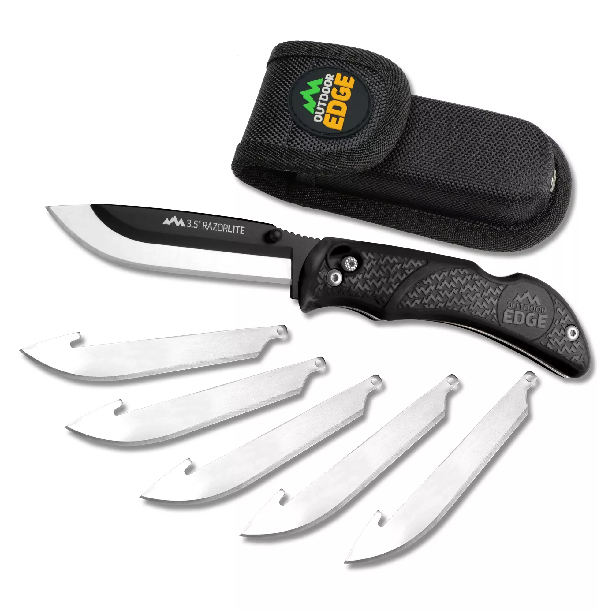 Outdoor Edge RazorLite 3.5" Folding Knife with 6 Replacement Blades – Black