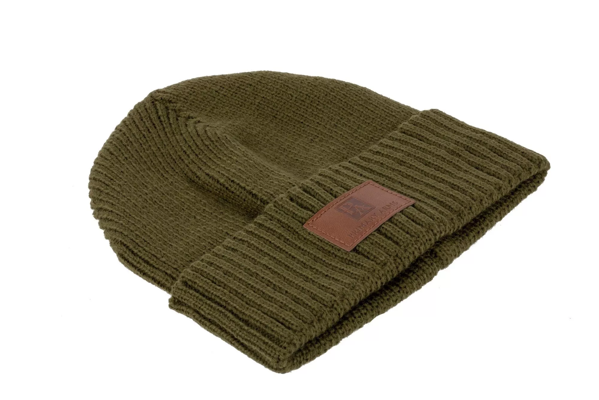 PA Gear Green Acrylic Knit Beanie With Leather Patch
