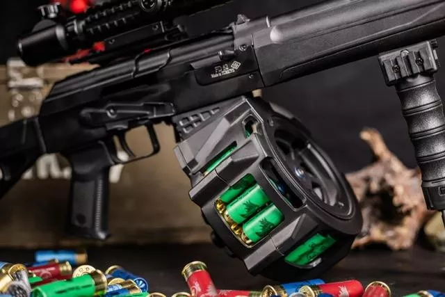Panzer Arms Saiga 12-Gauge 20-Round Skeletonized Aluminum Drum Magazine