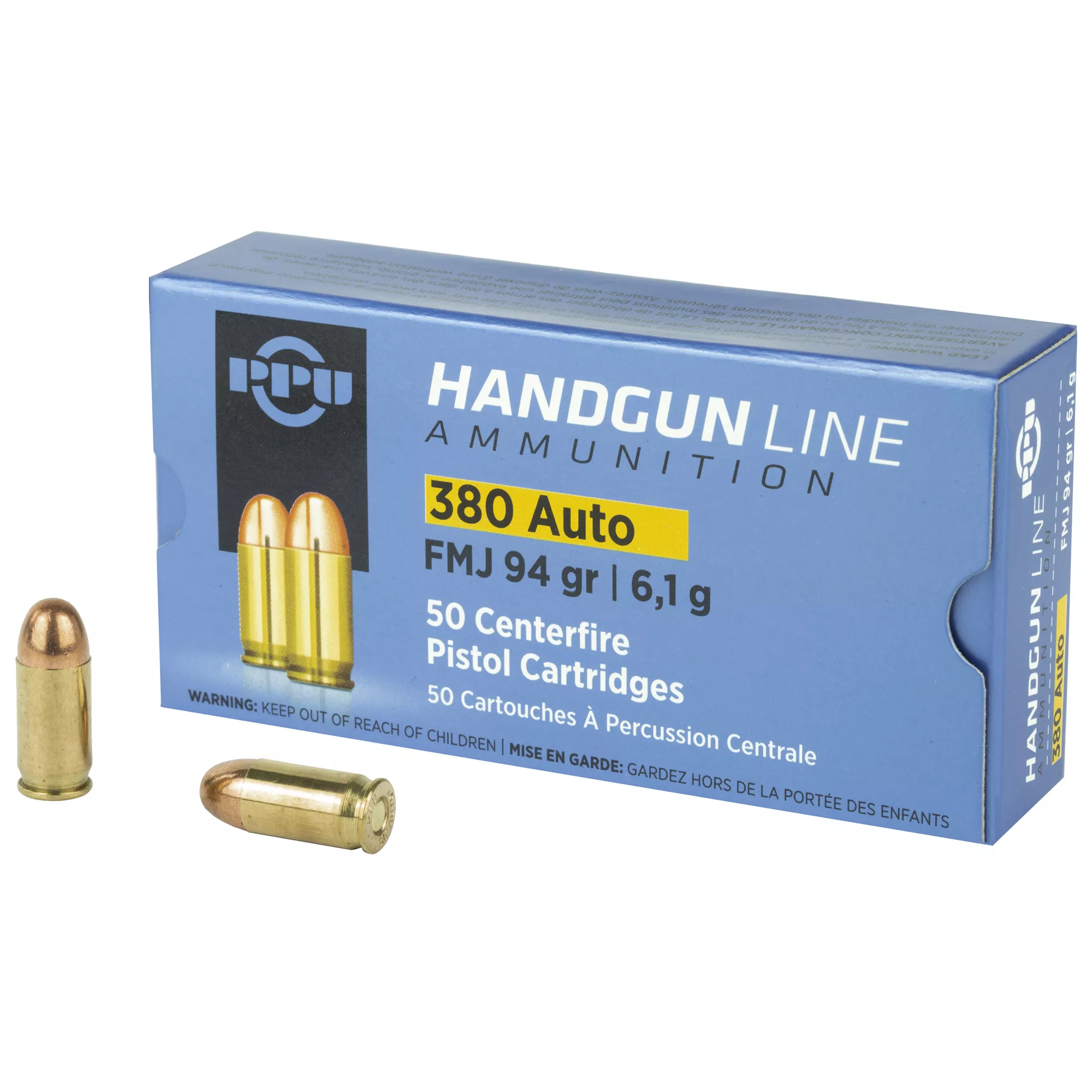 Ppu 380acp Fmj 94gr 50/1000