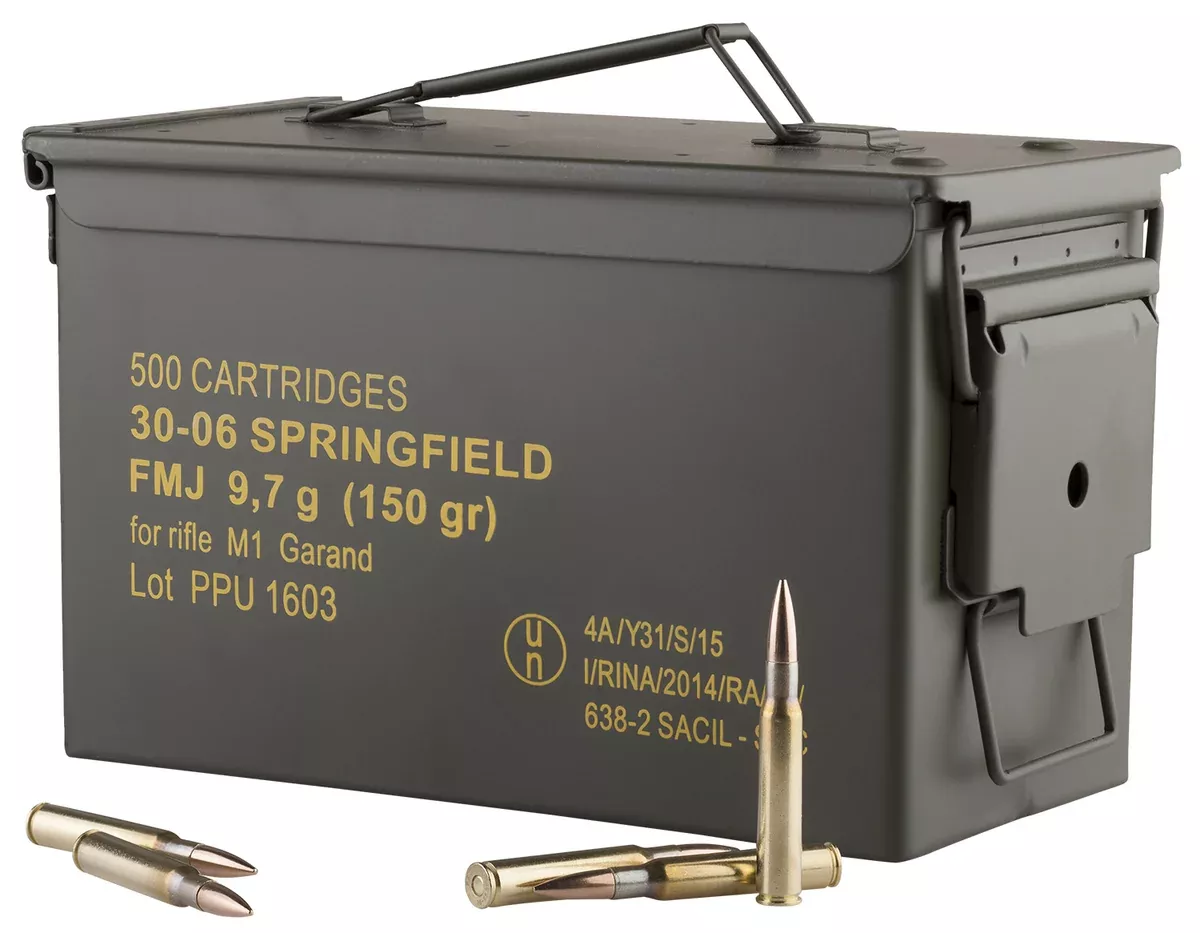 PPU PP3006GMC Standard Rifle30-06Springfield 150gr Full Metal Jacket/500rds *Sold by Case *Includes Metal Can