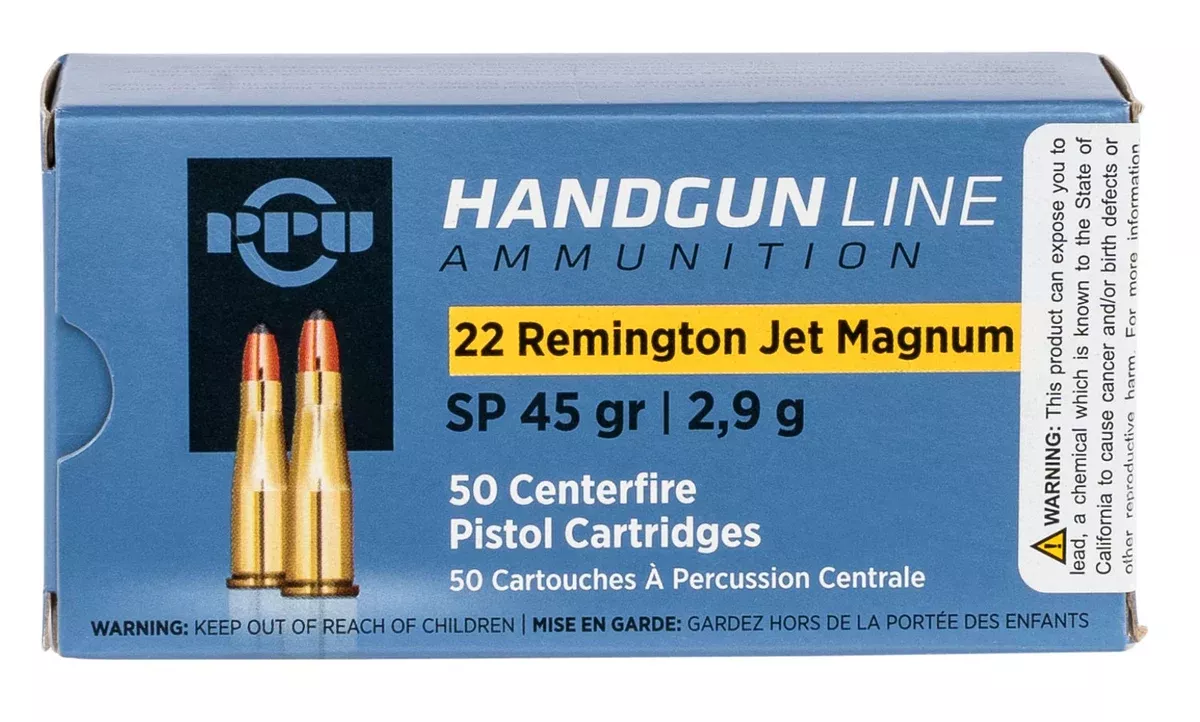 PPU PPH22RJ Handgun22RemJetMag 45gr Soft Point 50 Per Box/10 Case