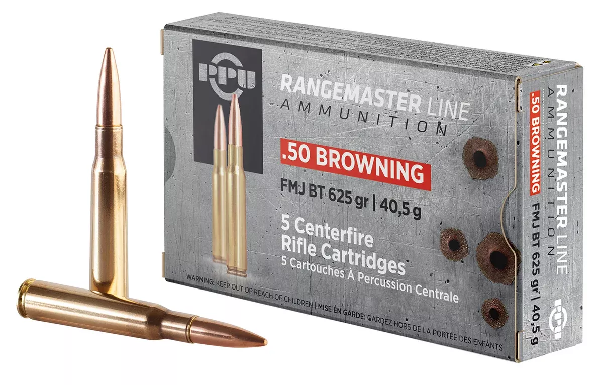 PPU PPRM50 Rangemaster50BMG 625gr Full Metal Jacket 5 Per Box/20 Case