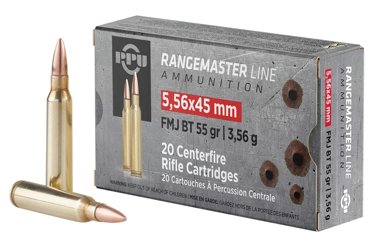 PPU PPRM5561 Rangemaster5.56x45mmNATO 55gr Full Metal Jacket Boat Tail 20 Per Box/50 Case