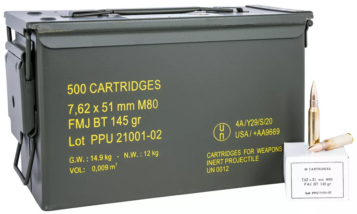 PPU PPRM762M Rangemaster7.62x51mmNATO 145gr Full Metal Jacket Boat Tail/500rds *Sold by Case *Includes Metal Can