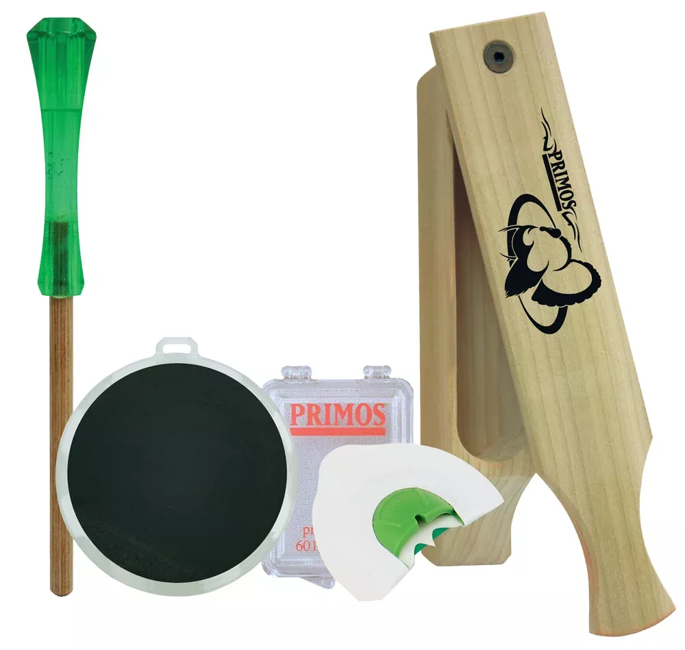 Primos 272 Turkey Caller Starter PackAttracts Turkeys, Includes Sonic Dome Mouth Call, Sonic Dome Slate Call, Slim Striker & Double Sided Box Call
