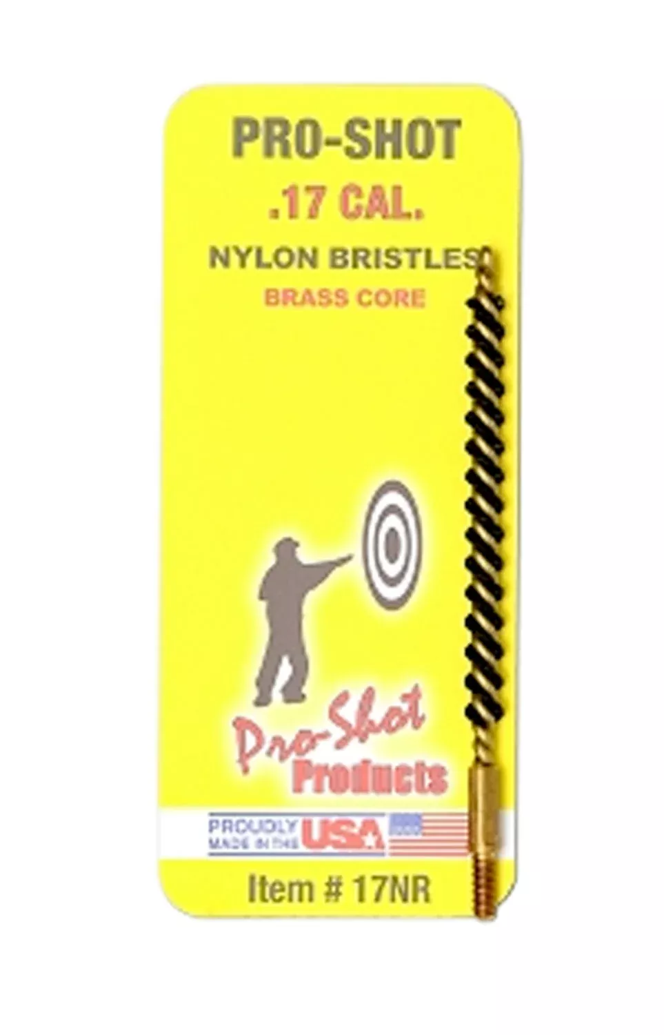 Pro-Shot 17NR Bore Brush.17/ .177 Cal Rifle #5-40" Thread Nylon Bristles Brass Core
