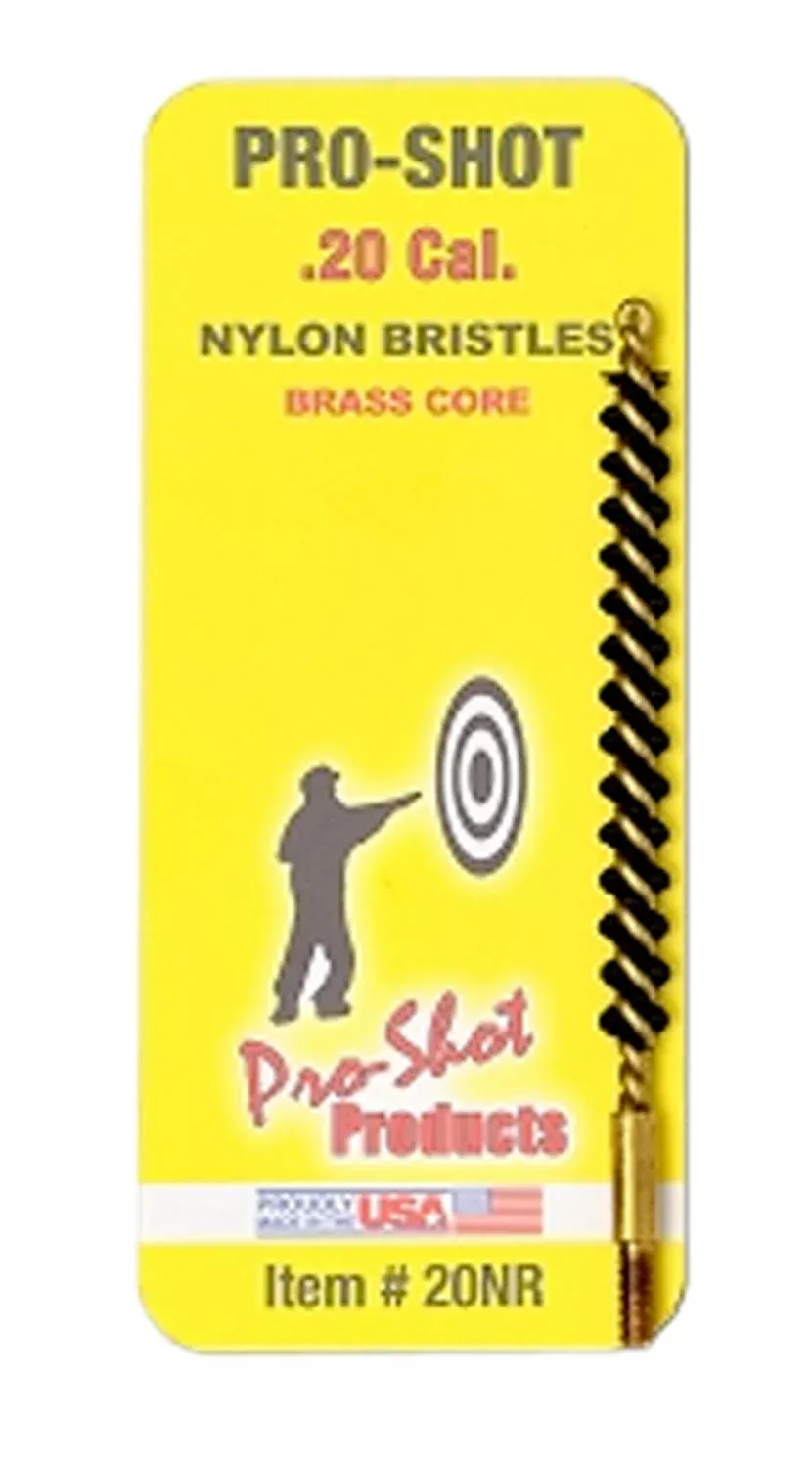 Pro-Shot 20NR Bore Brush.20 Cal Rifle #5-40" Thread Nylon Bristles Brass Core