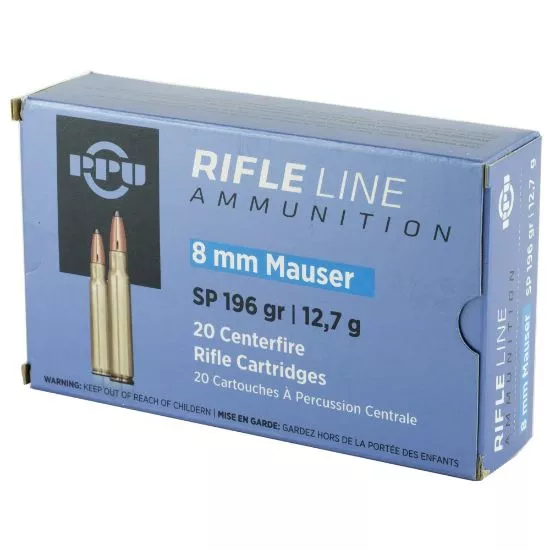 PRVI PARTIZAN 8MM MAUSER 196GR SP, 20RD BOX