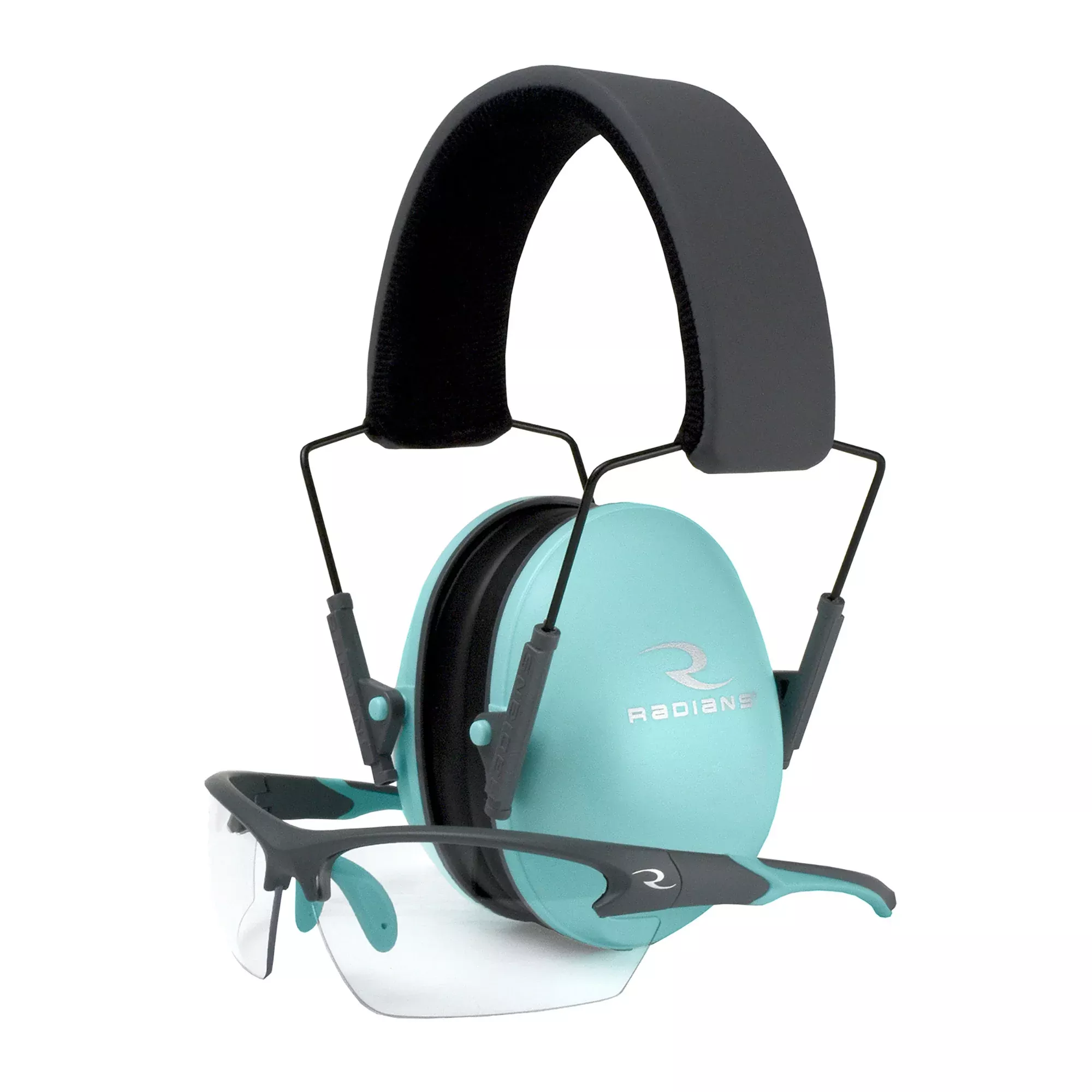 Radians Lowset Hearing Protection Muff with Safety Glasses Combo – Aqua – NRR 21dB