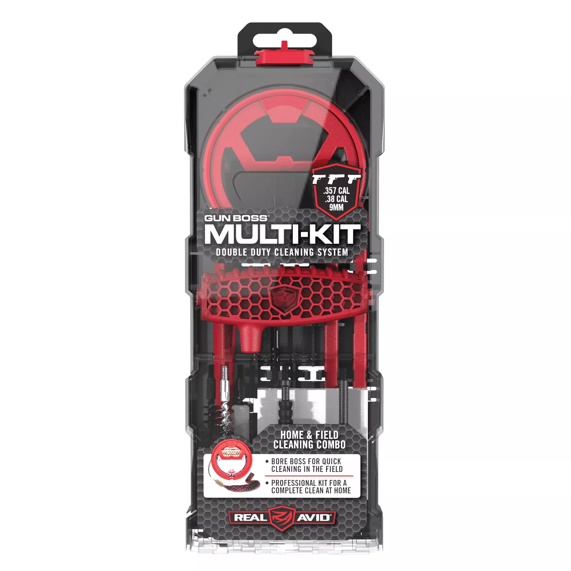 Real Avid Gun Boss Multi Kit 357/38/9 – Compact Cleaning Kit for 9mm/.357/.38 Caliber Handguns