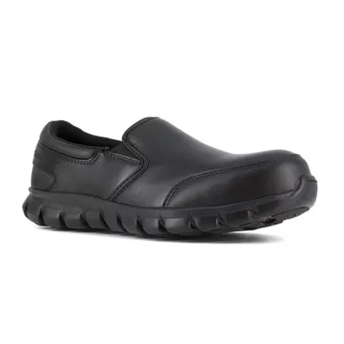 Reebok RB4036 Men's Sublite Cushion Work Athletic Slip-On Shoes, Black