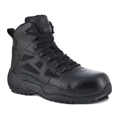 Reebok RB864 Women's Rapid Response RB 6" Stealth Boots with Side Zipper and Composite Toe, Black