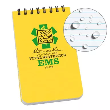 Rite in the Rain 112 All-Weather EMS Vital Status Notebook (3" x 5"), Yellow