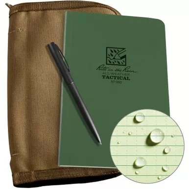 Rite in the Rain All-Weather Tactical Field Book Kit (4.25" x 7.25") Includes Book, Cover, & Metal Clicker Pen