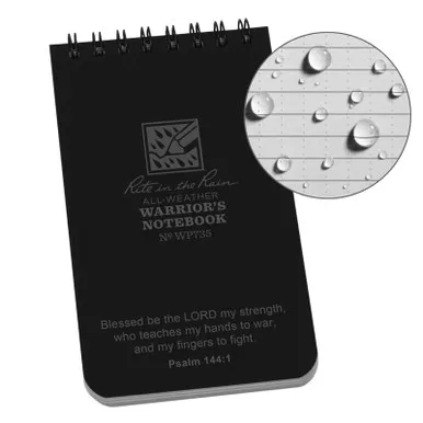 Rite in the Rain WP735 All-Weather Warrior's Notebook (3" x 5") Universal Pattern, Black