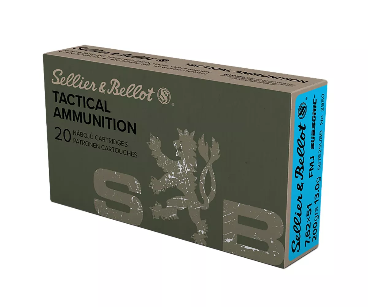 Sellier & Bellot SB762SUBB Rifle308Win 200gr Full Metal Jacket Subsonic 20 Per Box/25 Case