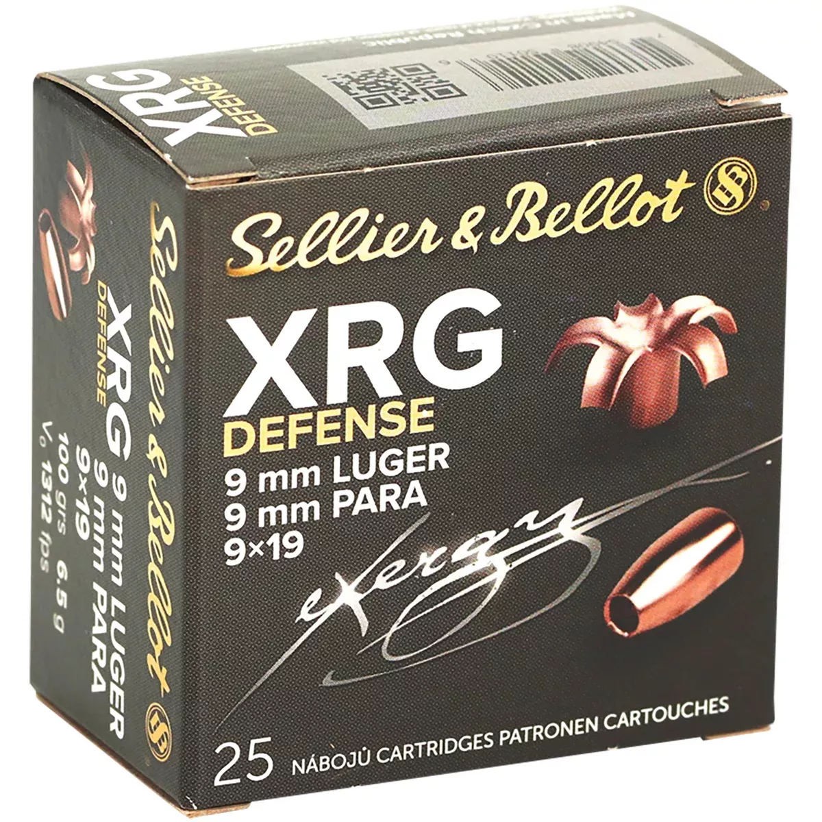 Sellier & Bellot SB9XA XRG Defense 9mmLuger 100gr Solid Copper Hollow Point 25 Per Box/40 Case