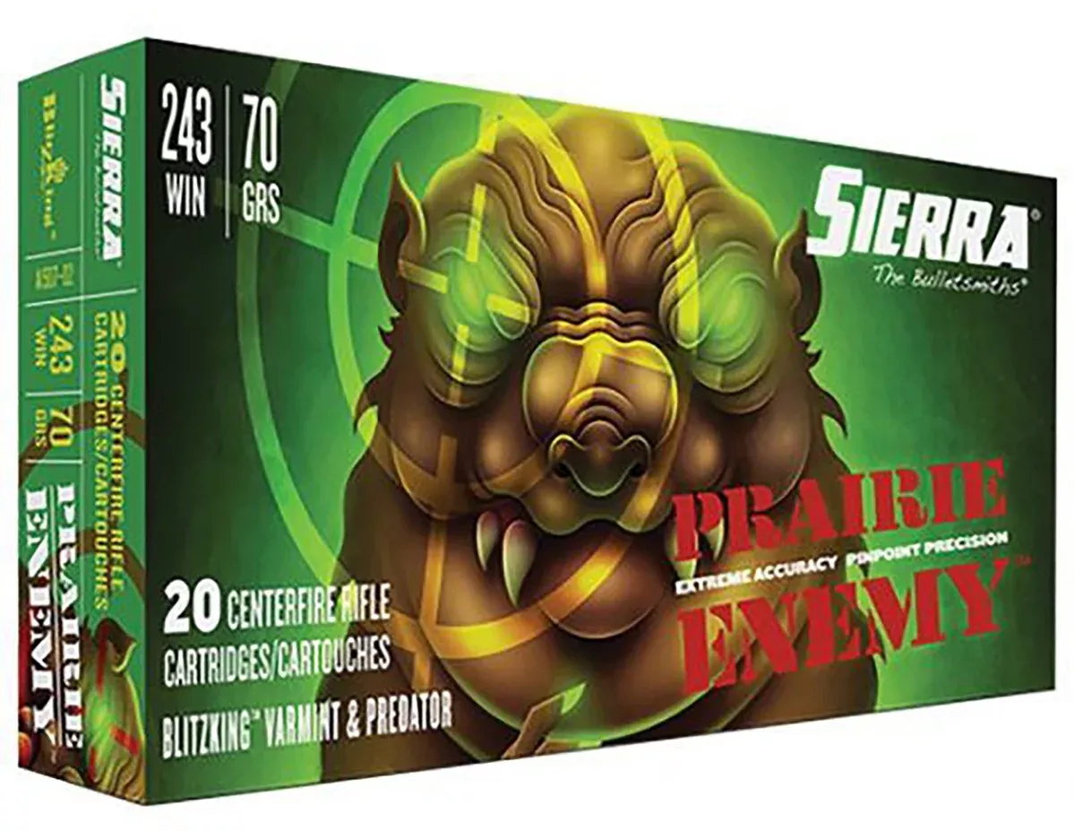 Sierra A150702 Prairie Enemy243 Win 70 gr 3450 fps Sierra BlitzKing 20 Bx/10 Cs