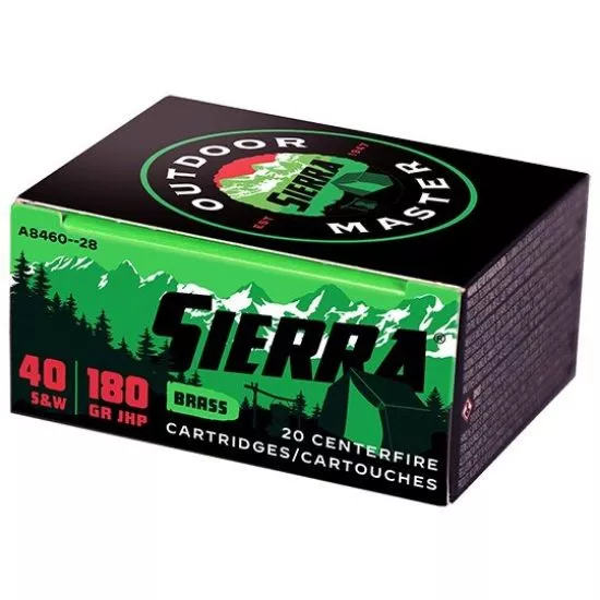 SIERRA OUTDOOR MASTER 40SW 180GR JACKETED HOLLOW POINT, 20RD BOX