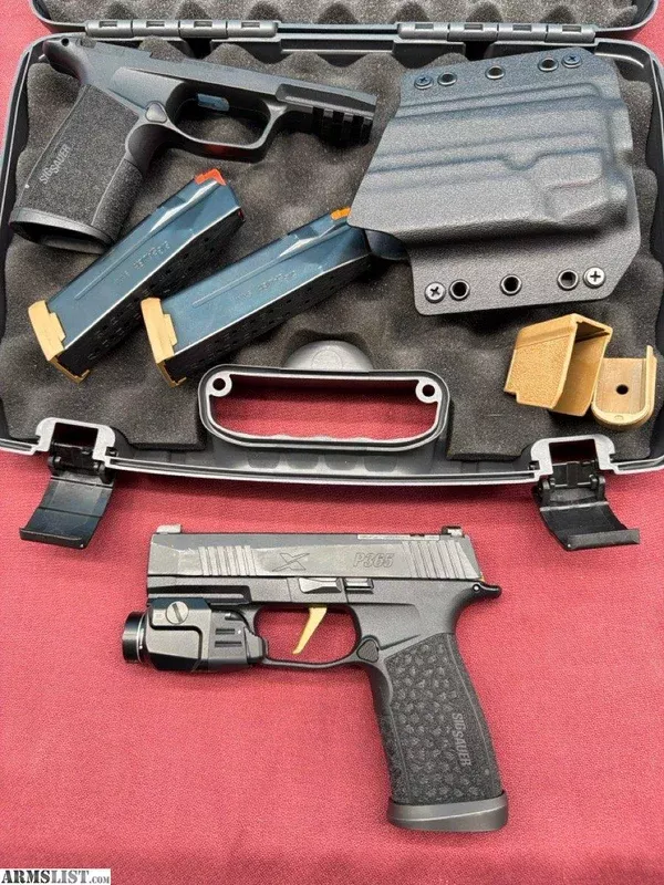 SIG SAUER P365X MACRO 9MM PISTOL USED W/CASE, LIGHT, EXTRA GRIP MODULE, 2 MAGS from Pawnderosa Pawn Shops Inc. near Little Rock, AR