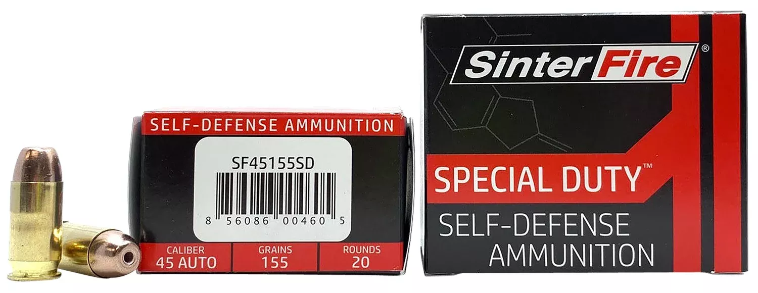 SinterFire Inc SF45155SD Special Duty (SD)45ACP 155gr Lead Free Frangible Hollow Point 20 Per Box/10 Case
