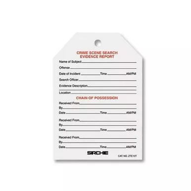 Sirchie ZTE10T Combination Evidence Report/Chain of Possession Tags, 3.5" x 5", 100 Pack