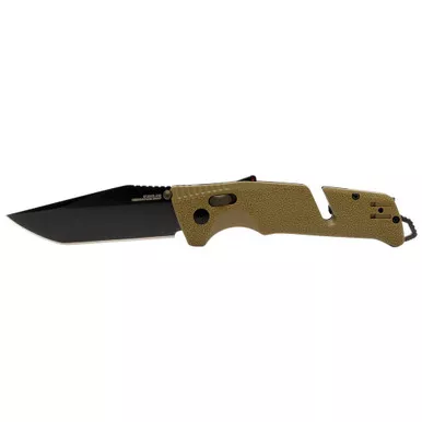 SOG 11-12-12-41 Trident AT Assisted Opening Folding Knife 3.70" Cryo D2 Tanto Plain Edge Blade, Flat Dark Earth GRN Handle