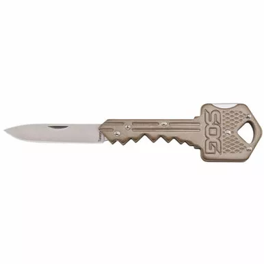 SOG KEY102-CP Key Folding Knife 1.50" 5Cr13MoV Drop Point Plain Edge Blade, Brass