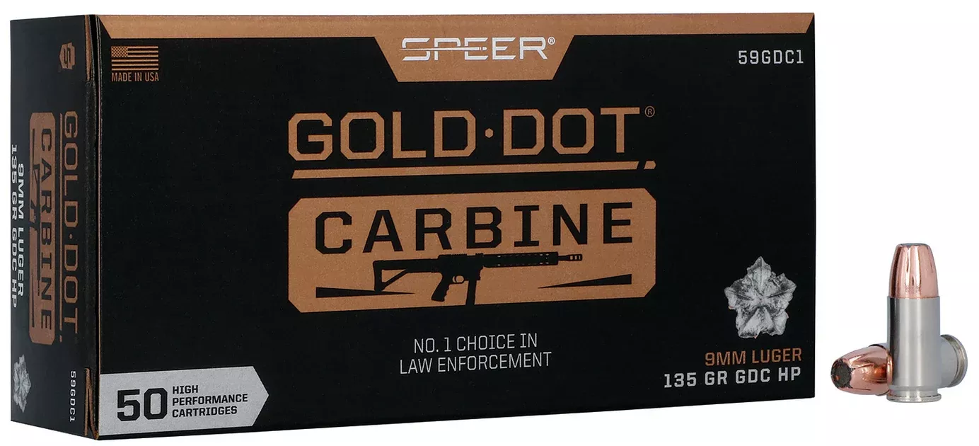 Speer 59GDC1 Gold Dot9mmLuger 135gr Hollow Point 50 Per Box/20 Case
