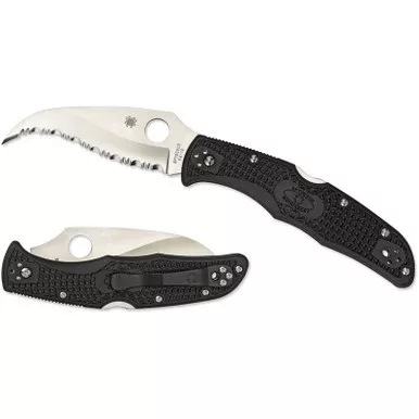 Spyderco C12SBK2 Matriarch 2 Folding Knife 3.57" VG-10 Serrated Edge Blade, Black FRN Handle