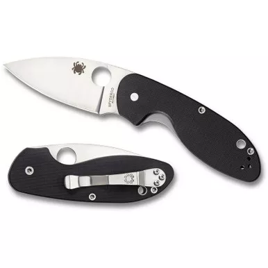 Spyderco C216GP Efficient Folding Knife 2.98" 8Cr13MoV Plain Edge Blade, Black G-10 Handle