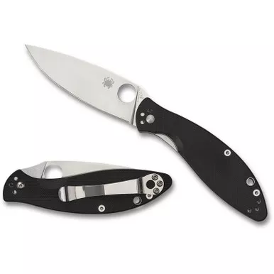 Spyderco C252GP Astute Folding Knife 3.02" 8Cr13MoV Plain Edge Blade, Black G-10 Handle