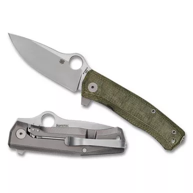 Spyderco C265MTIP SpyMyto Folding Knife 3.32" M398 Plain Edge Blade, Titanium/Micarta Handle