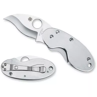 Spyderco C29P Cricket Folding Knife 1.88" VG-10 Plain Edge Blade, Stainless Steel Handle