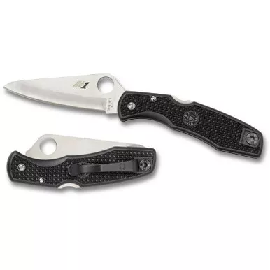 Spyderco C91PBK Pacific Salt Folding Knife 3.81" H-2 Plain Edge Blade, Black FRN Handle