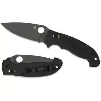 Spyderco C95GPBBK2 Manix2 XL Folding Knife 3.85" CPM-S30V Black Plain Edge Blade, Black G-10 Handle