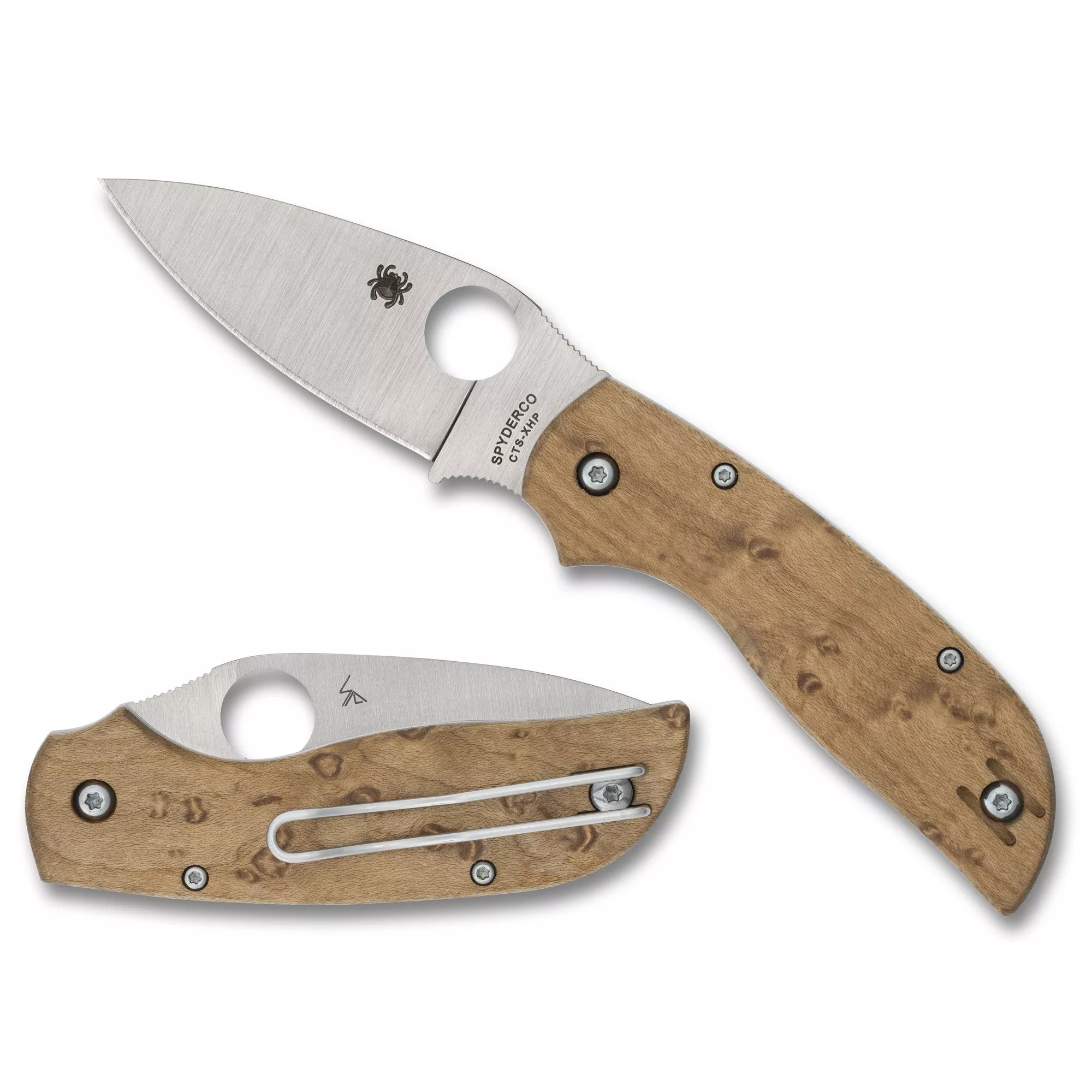 Spyderco Chaparral Slipit Folding Knife Drop Point Silver Blade 2.77" Maple Handle