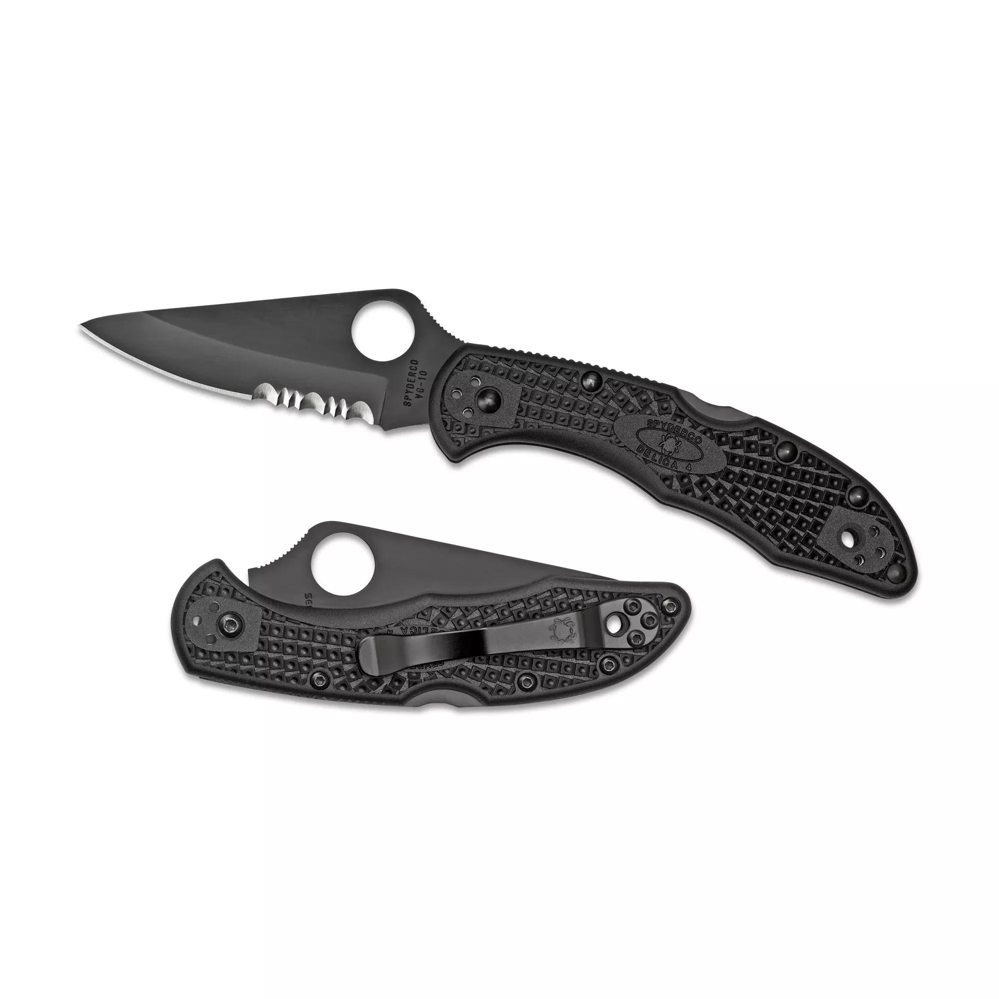 Spyderco Delica 4 Folding Knife – Combo Edge Blade, Black FRN Handle