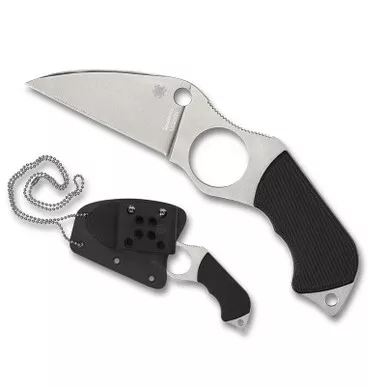 Spyderco FB14P6 Swick 6 Small Fixed Neck Knife 2.73" LC200N Wharncliffe Plain Edge Blade, Black G-10 Handle
