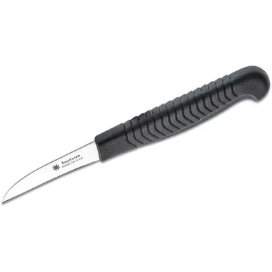 Spyderco K09PBK Kitchen Mini Paring Knife Wharncliffe 2.25" MBS-26 Plain Edge Blade, Black Polypropylene Handle
