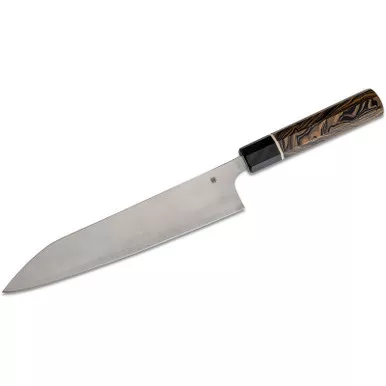 Spyderco K19GPBNBK Itamae Gyuto Kitchen Knife 15.35" Super Blue/SUS410 Plain Edge Blade, Burl G-10 Handle