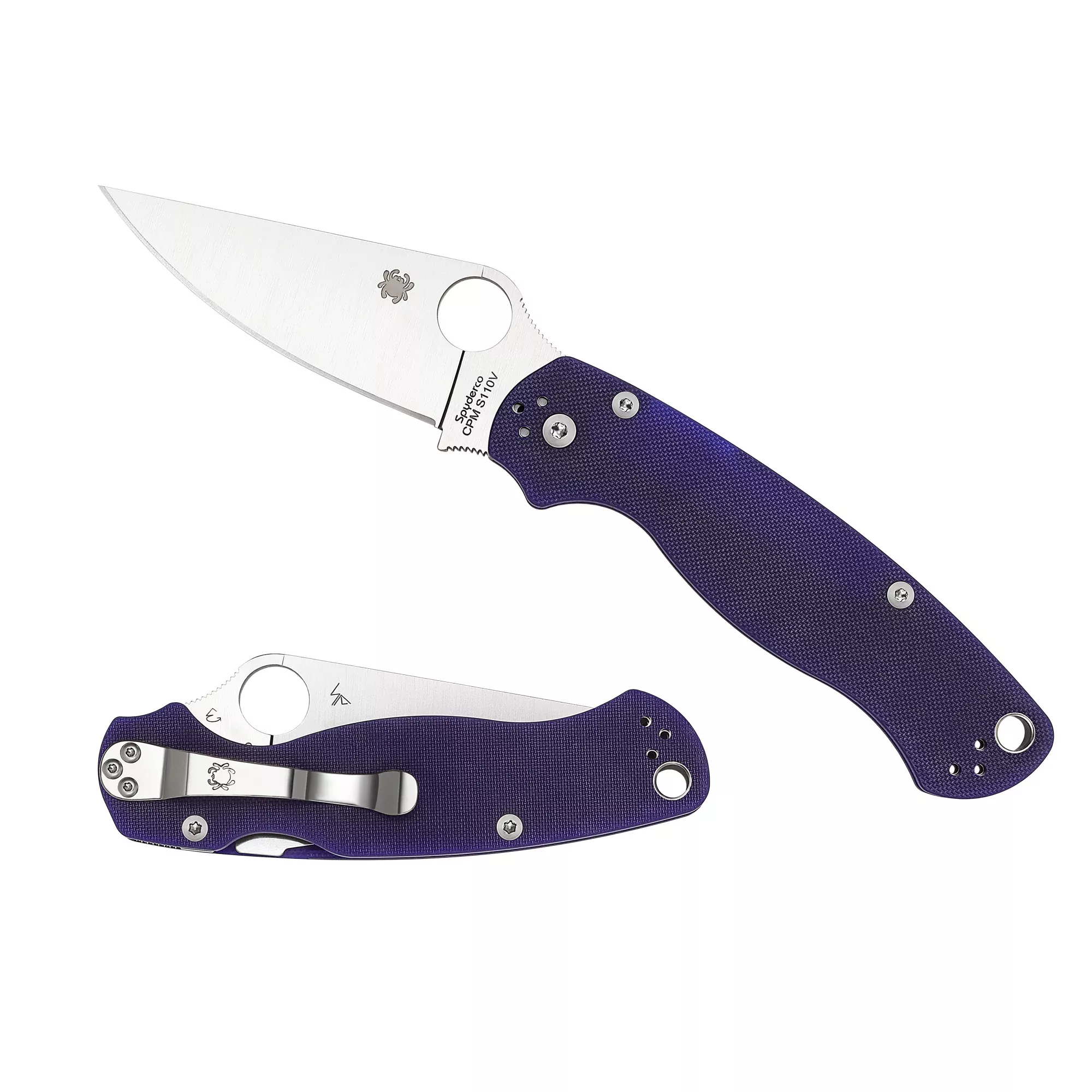 Spyderco Paramilitary 2 Folding Knife – Blue G10 Handle, Plain Edge