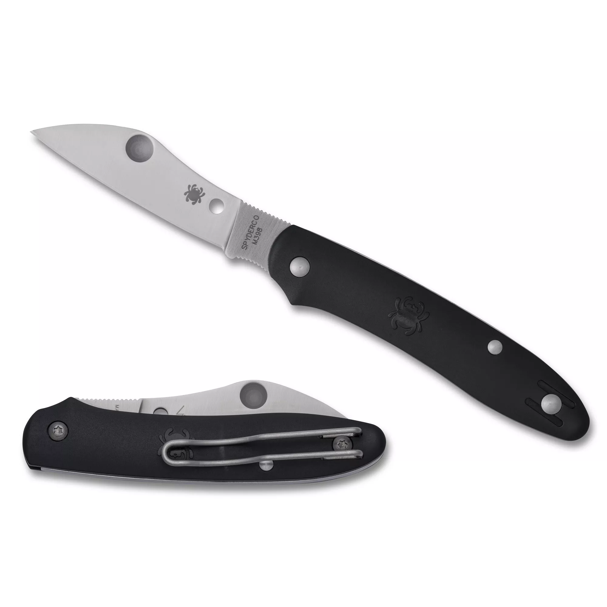 Spyderco Roadie XL Folding Knife Sheepsfoot Silver Blade 2.74" Black FRN Handle