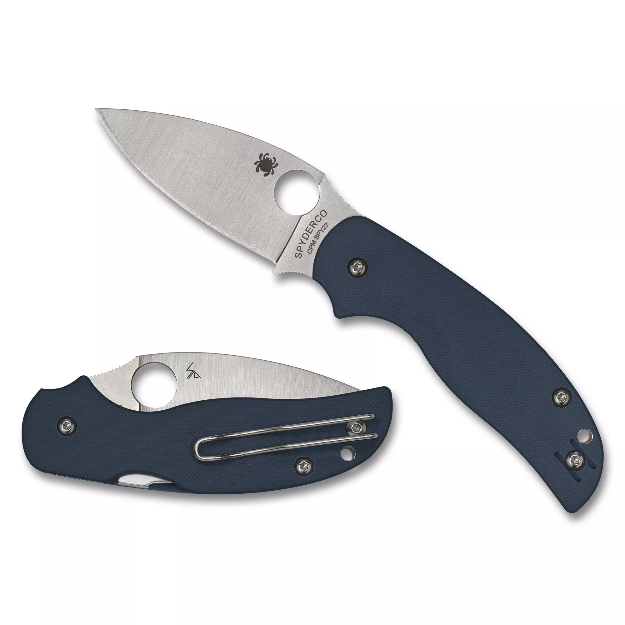 Spyderco Sage 5 Folding Knife Drop Point Silver Blade 3" Blue G10 Handle