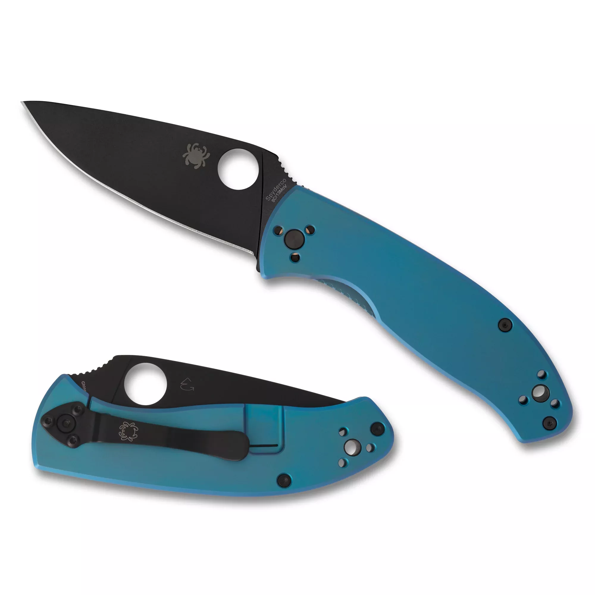 Spyderco Tenacious Ti Folding Knife – 3.35" Blade, Blue/Black Titanium