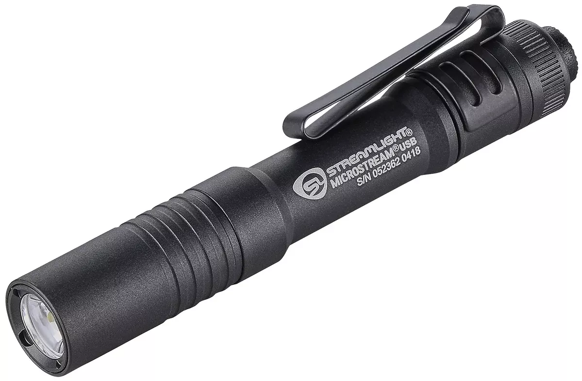 Streamlight 66601 MicroStream USB Pocket LightBlack Anodized 50/250 Lumens White C4 LED