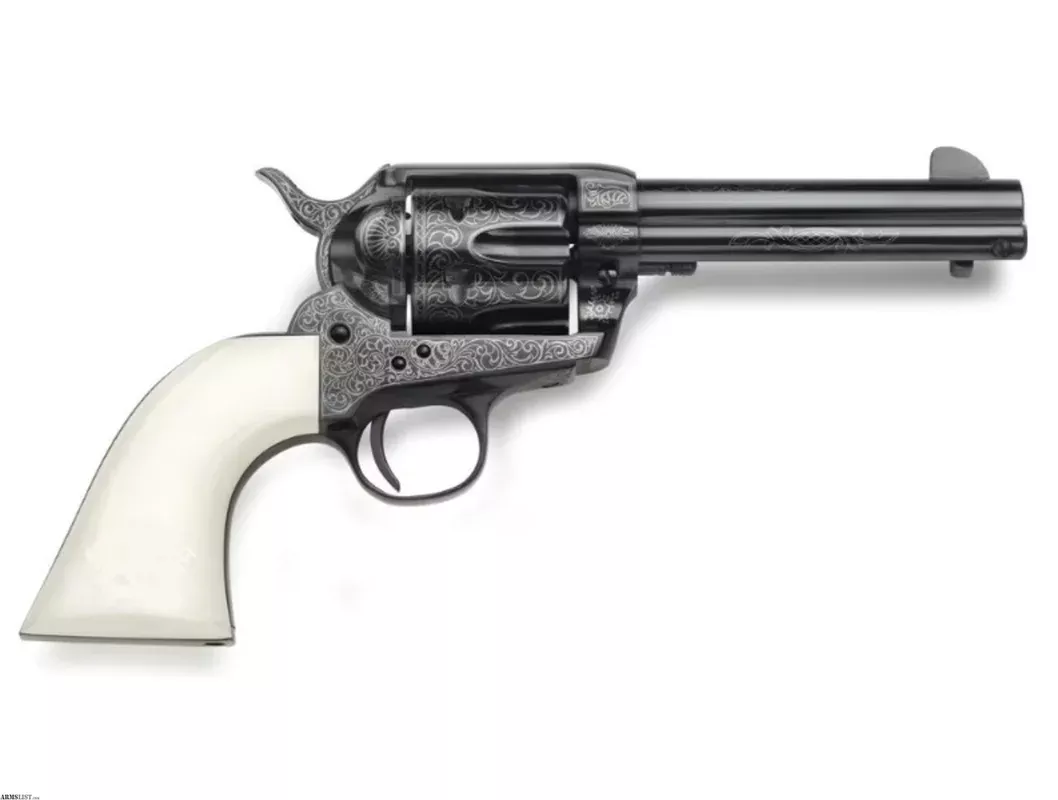 TaylorsCo. 1873 Outlaw Legacy .357 Mag Blued Engraved 4.75 Inch 200059 from ELK CO AMMO&ARMS INC near Saint Marys, Pennsylvania, USA